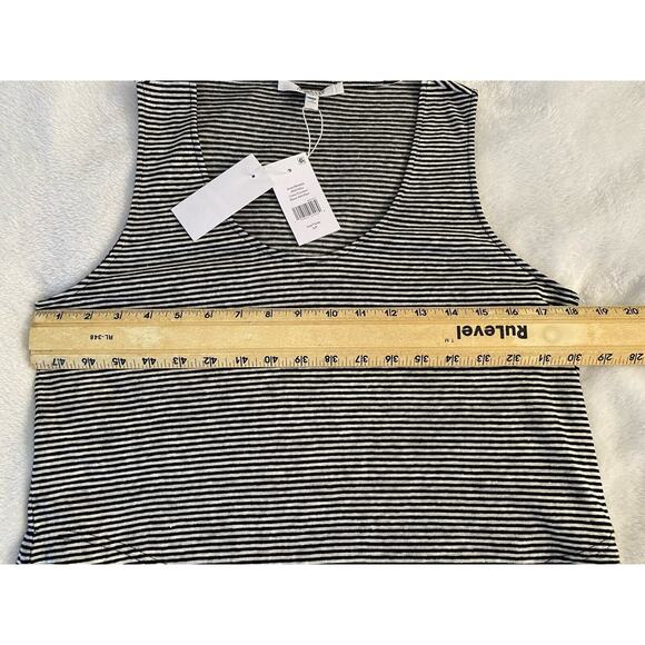 NWT Derek Lam 10 Crosby Sz S Scoop Tank W/Pom Pom Layered Striped Linen Top - Picture 10 of 11